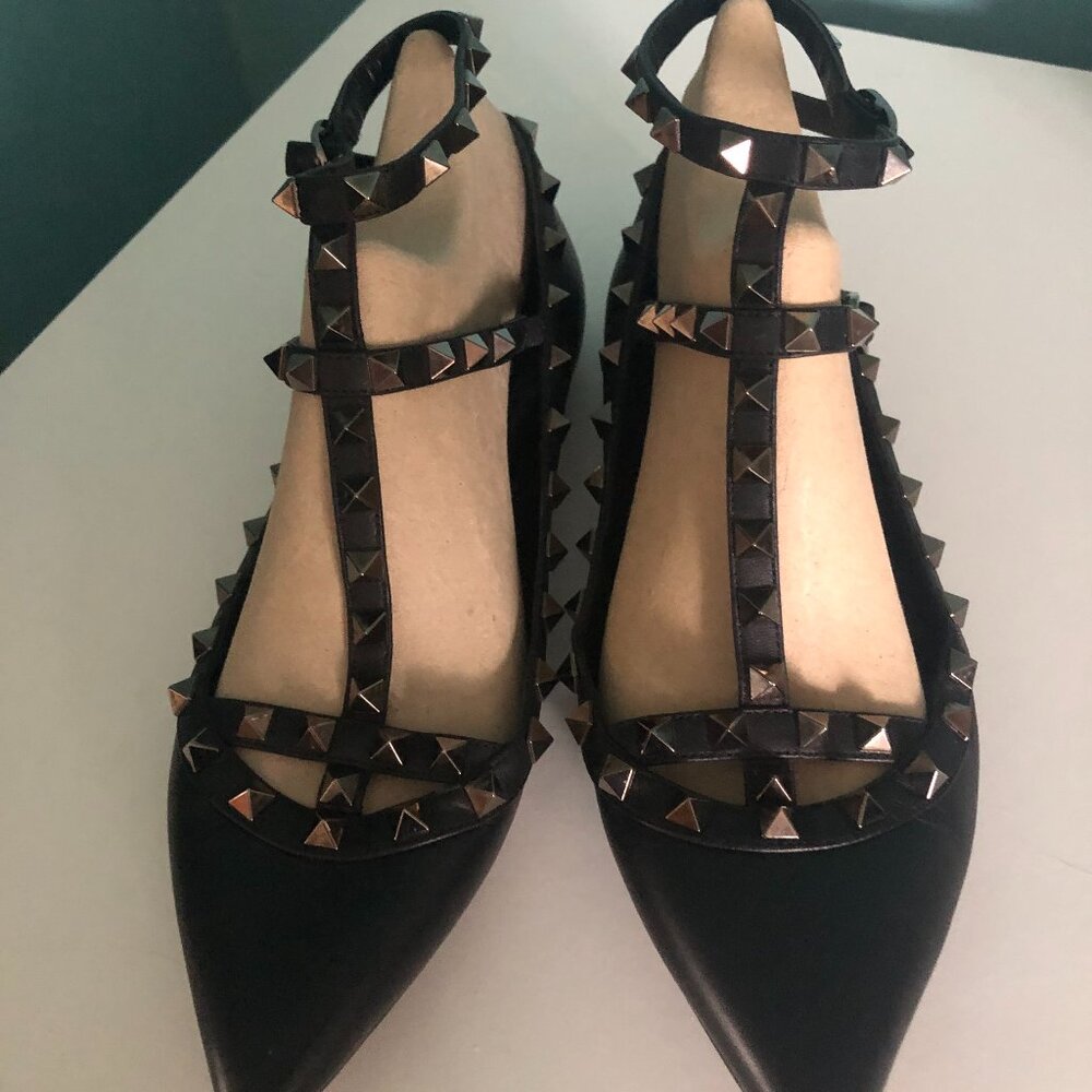 Valentino Garavani Caged Noir Rock Stud Flats